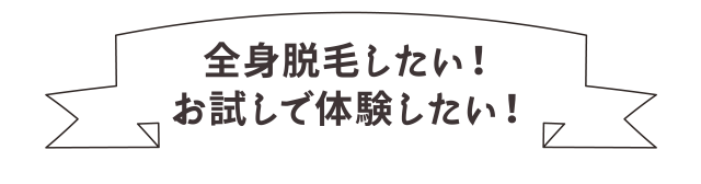 全身脱毛がしたい！お試しで体験したい
